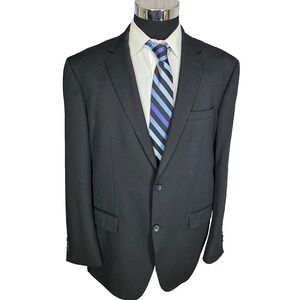 Di Stefano Blazer Mens 48R Black Sports Coat Jacket Super 150's‎ Wool Italy 2B